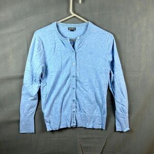 Eddie Bauer Sweater Womens Large Blue Knit Round Neck Long Sleeve Button Front